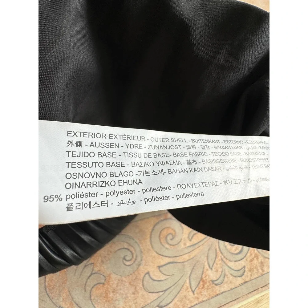 Zara Black faux‎ leather pleated skort skirt size S